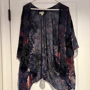 Floral Velvet Kimono Cardigan